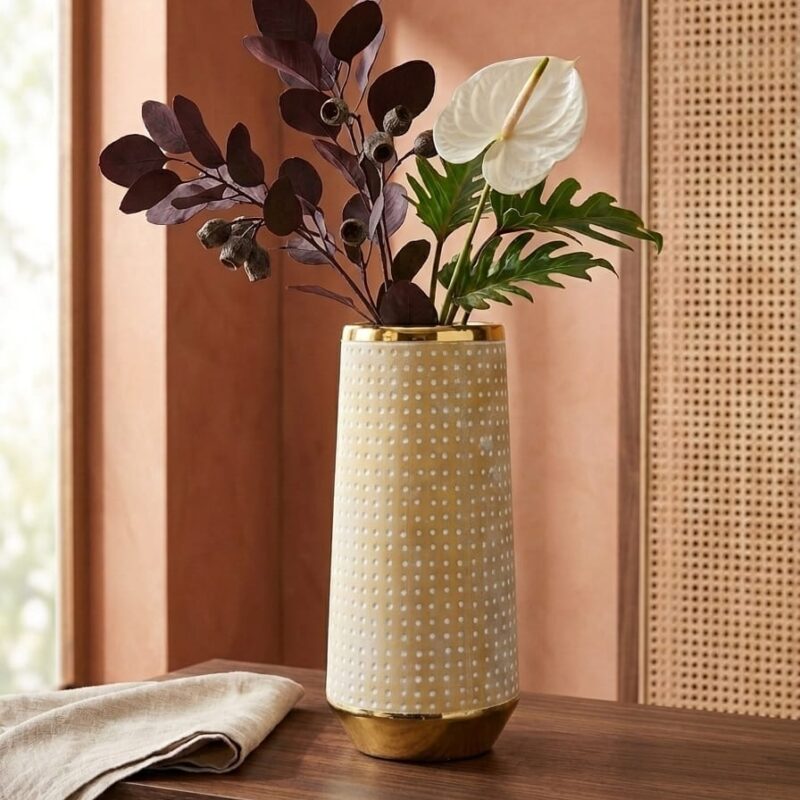 BEIGE AND GOLD TEXTURED VASE