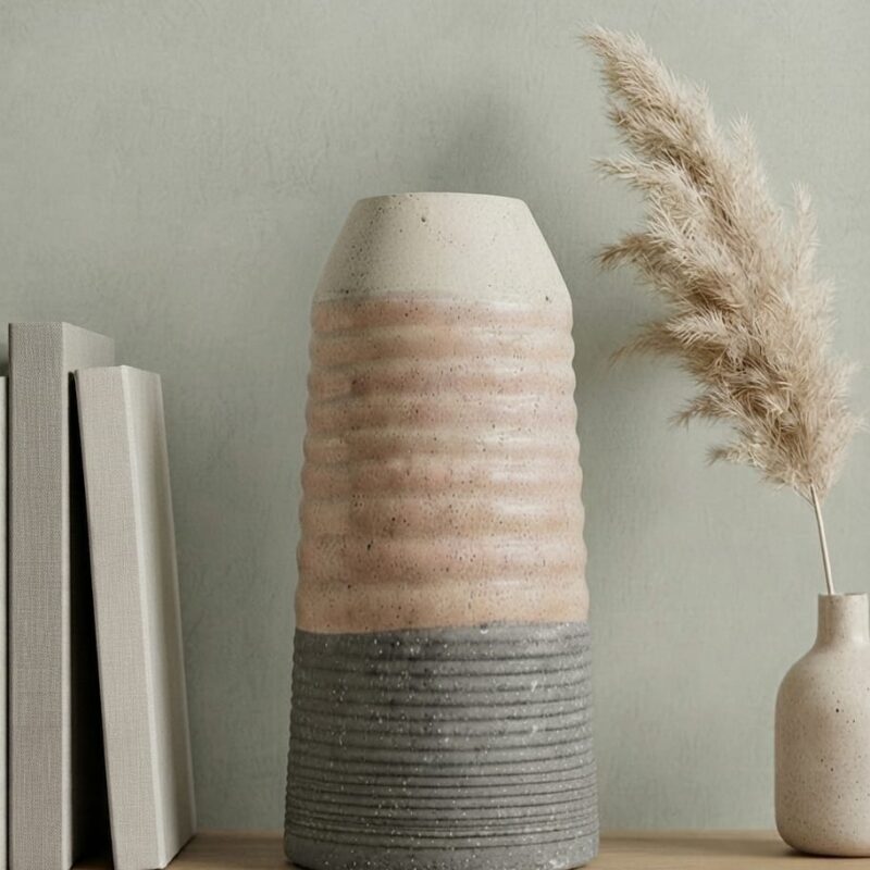 LAYERED RIBBED CERAMIC VASE