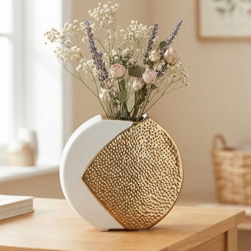 WHITE AND GOLD CIRCULAR CERAMIC AVSE