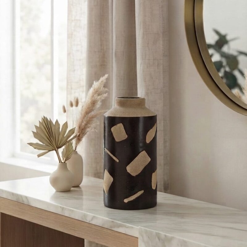 EARTHEN PATCHWORK CERAMIC VASE