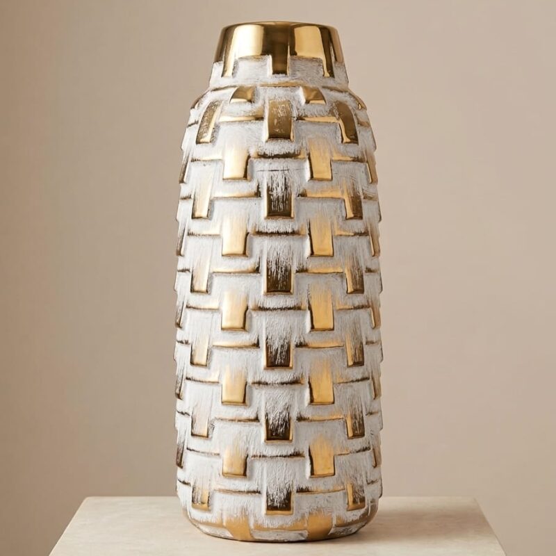 GOLD AND GREY CERAMIC VASE