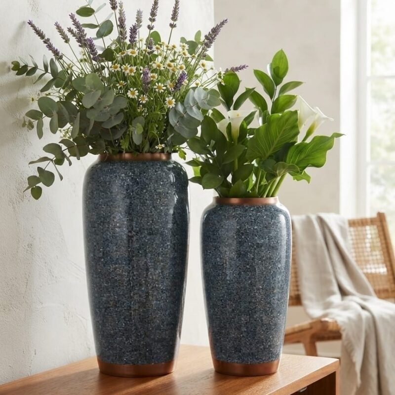 SPECKLED BLUE VASE DUO