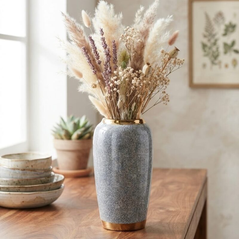SPECKLED GREY AND GOLD VASE