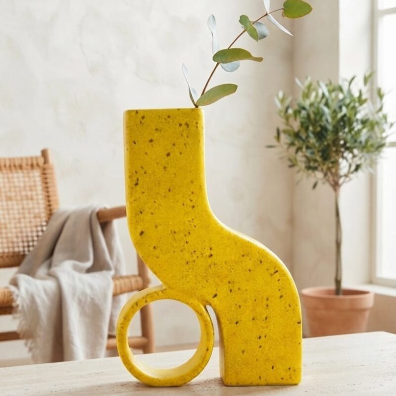 YELLOW ASYMMETRICAL VASE