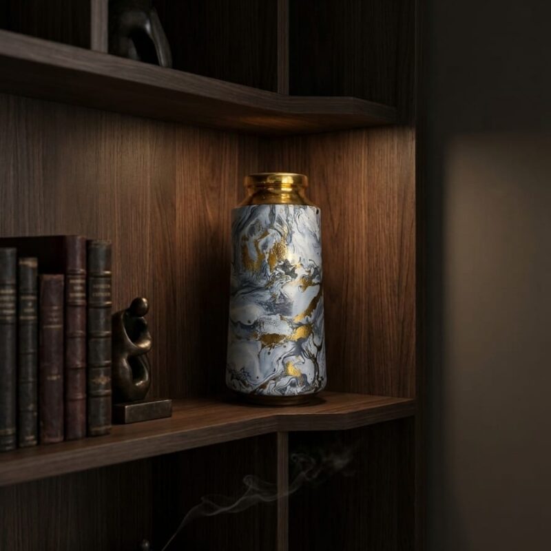 MARBLED EFFECT GOLD CERAMIC VASE