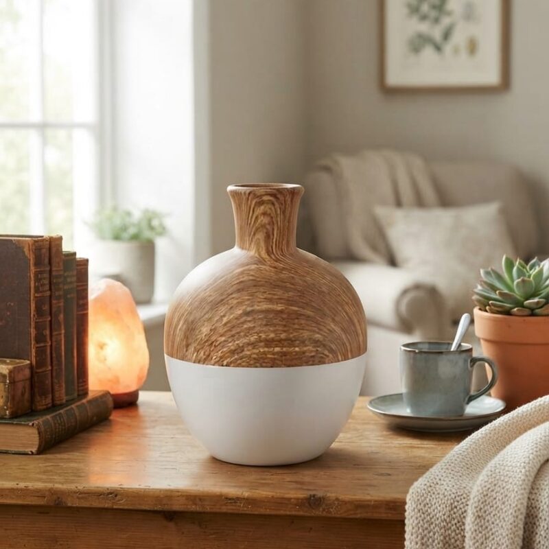WHITE AND LIGHT BROWN VASE